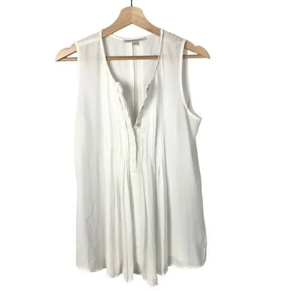 Daniel Rainn White Chiffon Pleated Front Tank Top S